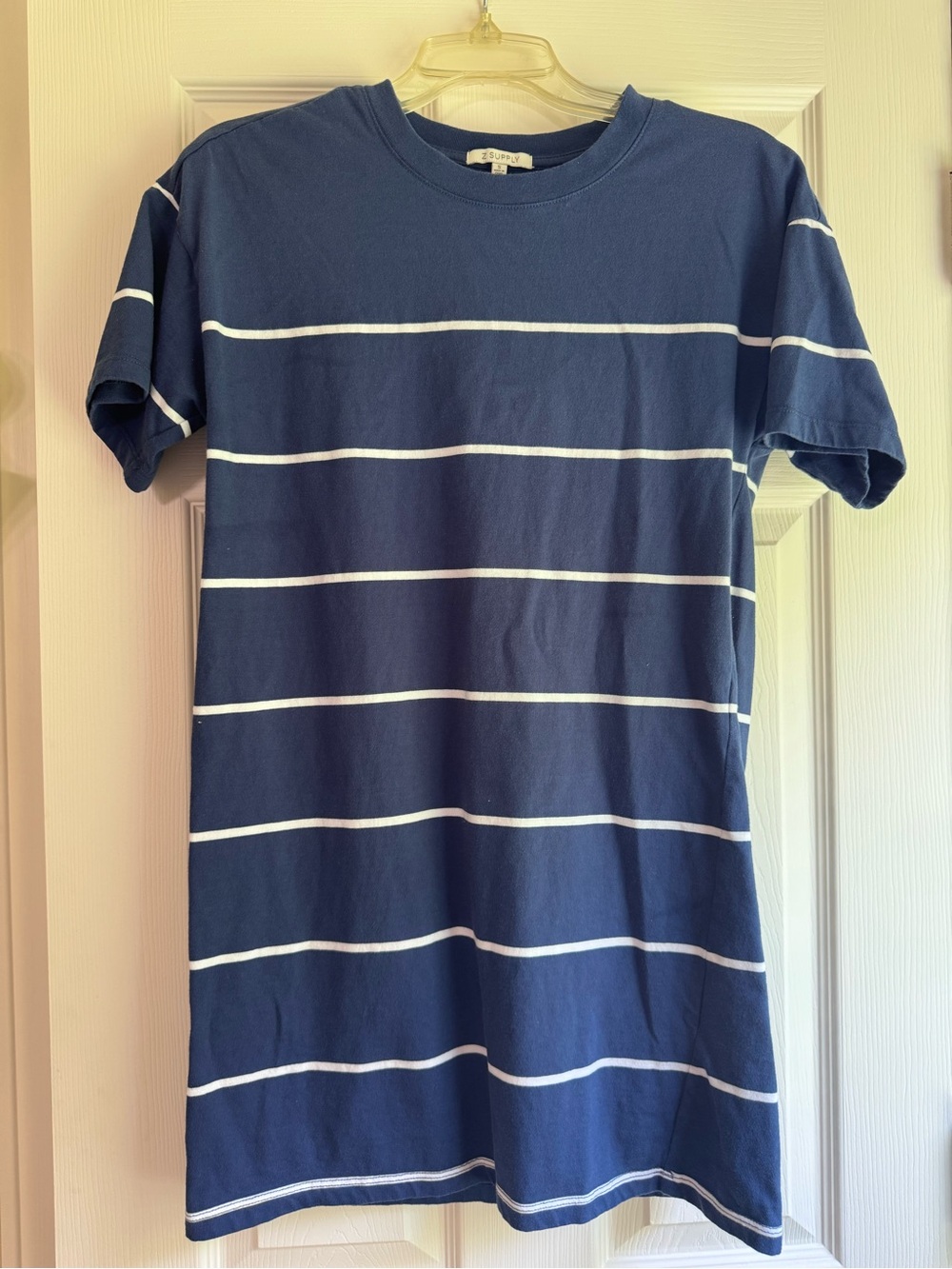 Z Supply Navy Blue Striped Crewneck Dress
